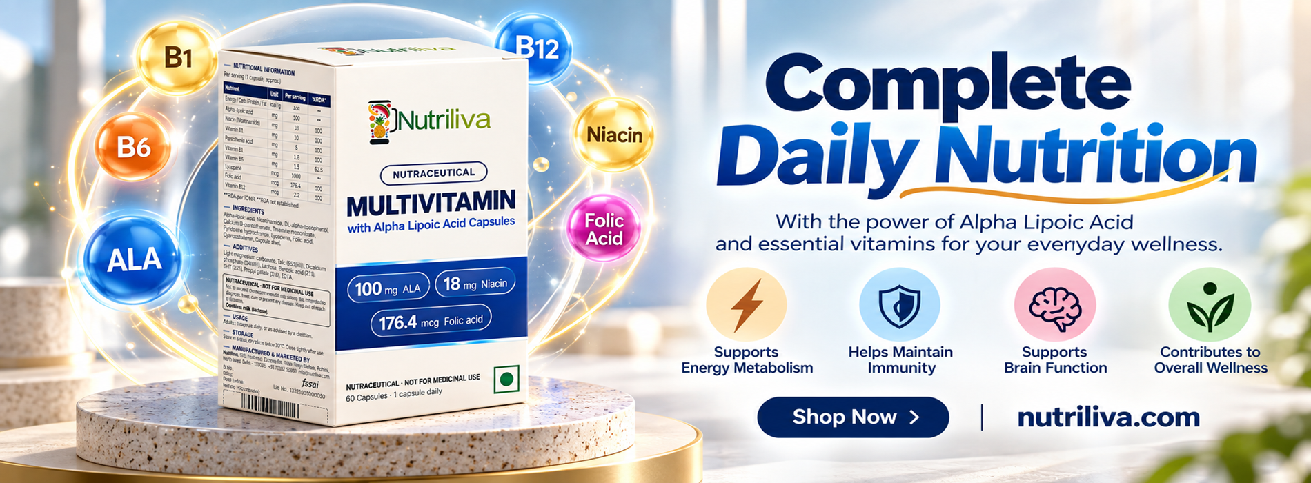 Multivitamin with Alpha Lipoic Acid 100 mg Capsules